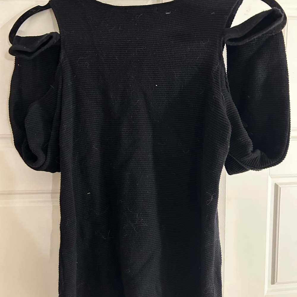 Red Haute Off-the-Shoulder Black Sweater